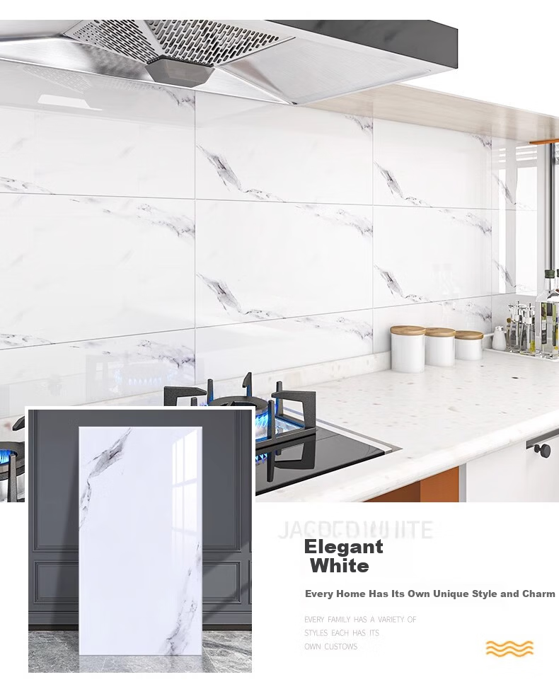 Washi Kitchen Oil-Proof Wall Sticker Self-Adhesive Imitation Tile Aluminum-Plastic Waterproof High-Temperature Resistant Jazz White 40x80cm 5-Pack 18