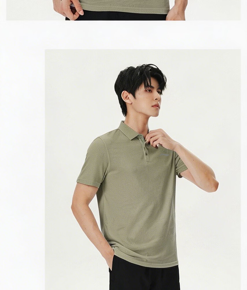 LI-NING Men's Polo Shirt Short Sleeve 2026 Summer New Cotton Breathable High-End Men's T-Shirt Sportswear 30