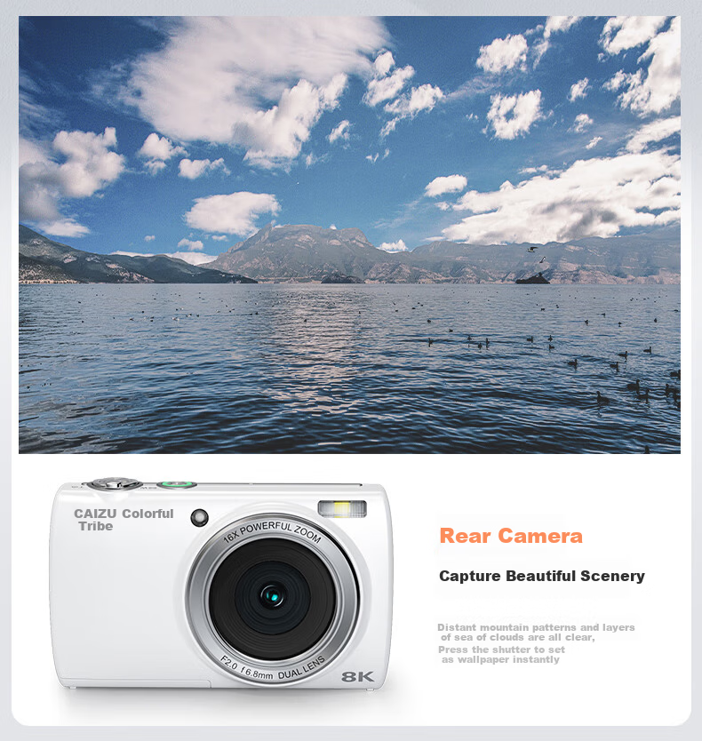 CAIZU 1/1.4 Inch Large Sensor Z18 Digital Camera 88MP Dual Camera Selfie 8K Video Professional CCD Compact Camera No Memory Card 17
