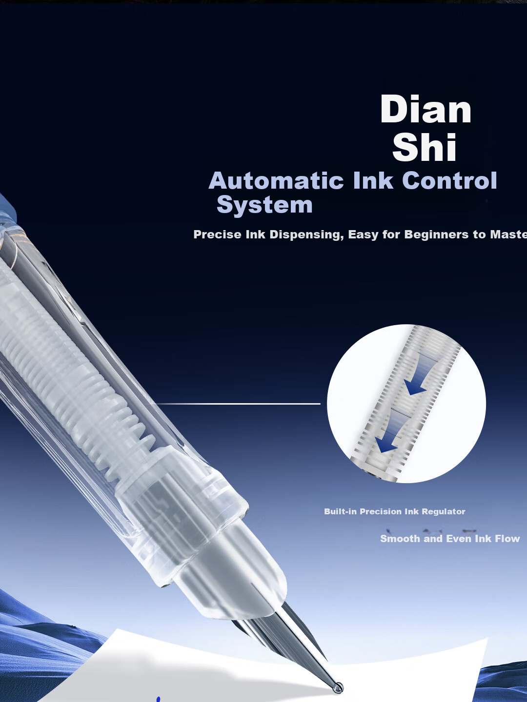 Dianshi Time Capsule Non-Splash Ink Fine Nib Fountain Pen Posture Correction for 3rd Grade Primary Students Calligraphy Pen Back to School 7155 Purple Barrel - EF Nib [Magic Erasable Blue Ink] 7