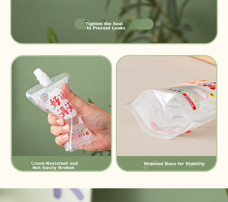 Edo Disposable Spout Bags for Soy Milk and Milk Tea, Beverage Sealing Bags, Portable Herbal Bags 300ml*30 with Free Funnel 8