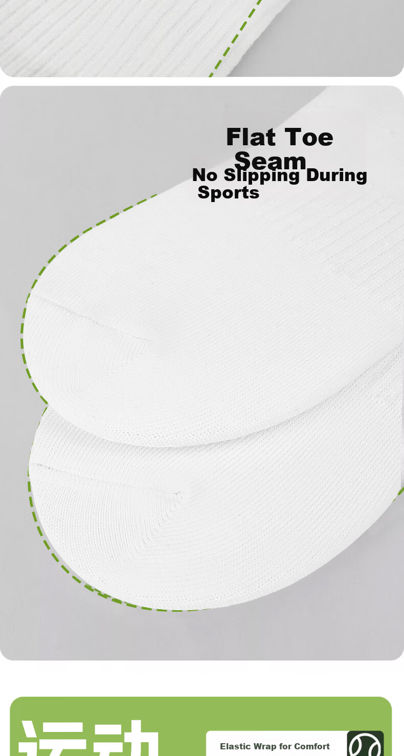 361° Spring Summer Cotton Mid-Calf Men's Sports Casual Solid Color Breathable Long Socks White - 4 Pairs Pack 7