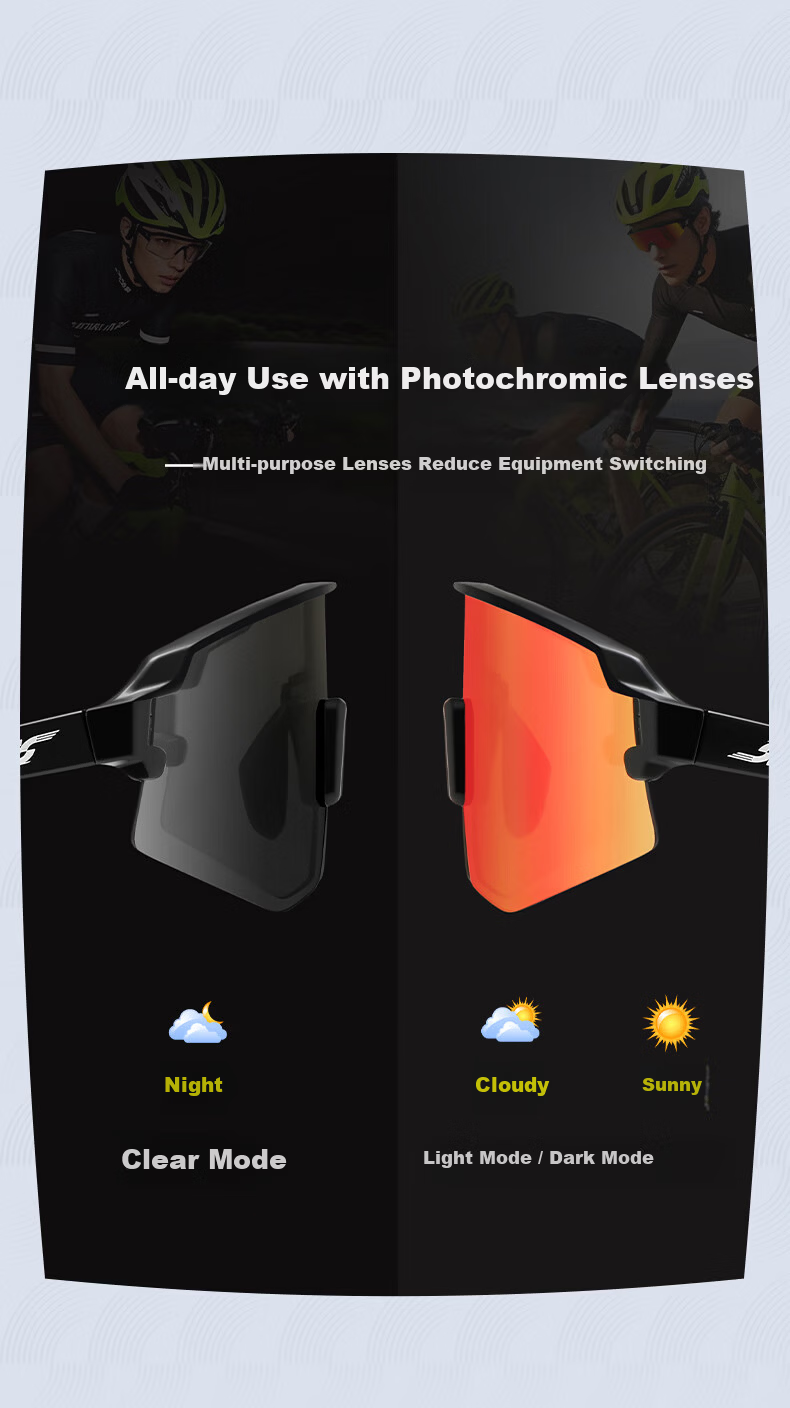 HLA Sports Sunglasses Unisex Outdoor Professional Cycling Running Photochromic Polarized Sunglasses for Day and Night Use 4