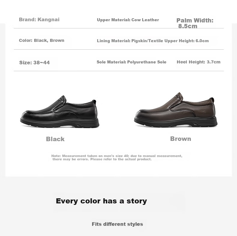 Connie Men's Youth Business Casual Leather Shoes Comfortable Driving Slip-On Low-Top Shoes Black Size 43 10