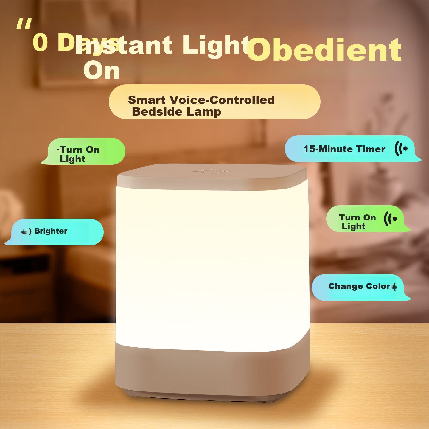 XinYouSuoShu Voice-Controlled Smart Night Light Voice-Activated Sensor Bedside Lamp Bedroom Rechargeable Baby Feeding Eye Protection Sleep Companion Light