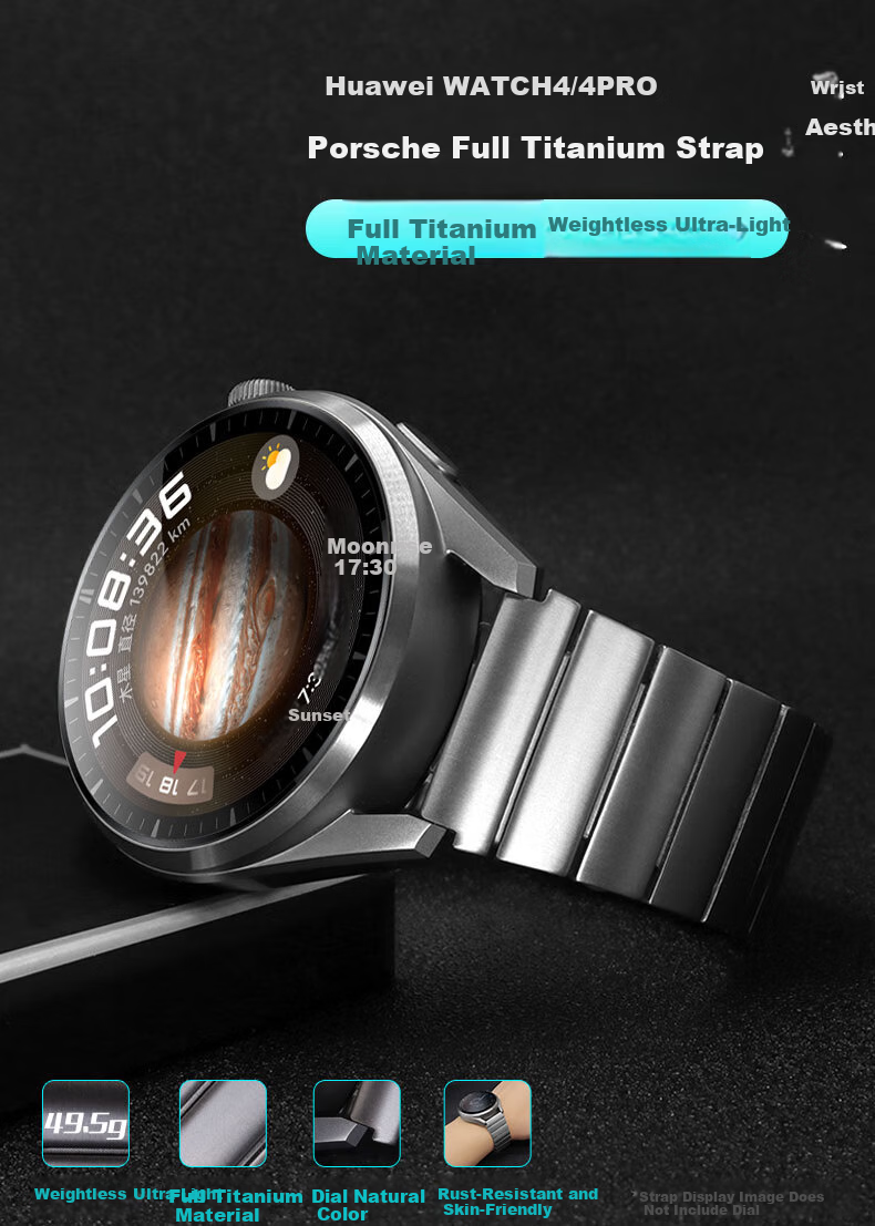 Watchbond Compatible with Huawei Watch GT7 Pro Strap, Ultimate 2 Pure Titanium Metal Band for GT6 Pro/Watch6/6 Pro/5/GT7/6/5/4, All-Titanium Metal Men's Watchband 2