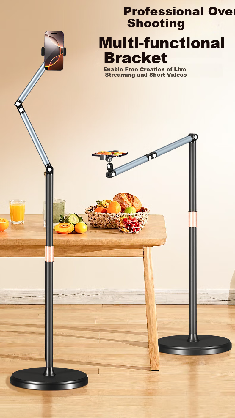 Jimantu Mobile Phone Stand Floor Live Streaming Stand Lazy Holder Multifunctional 360° Adjustable Height Adjustable Tilt Rotating Photo Video Support Bracket 2