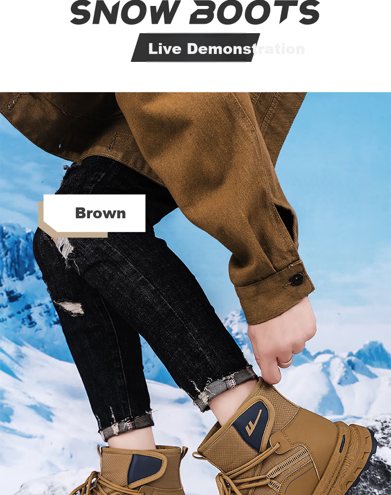 Warrior Official Men's Snow Boots 2026 Spring Cotton Lined Martin Boots Black Size 41 15