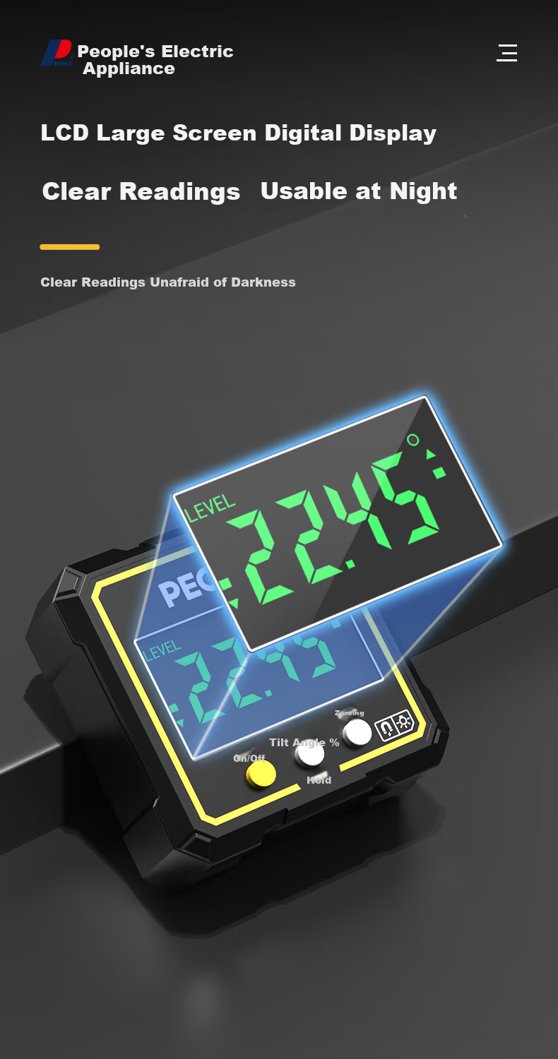 People's Digital Inclinometer Box Electronic Digital Level with Magnetic Angle Meter Slope Gradient Ruler RE-DIM032S 3