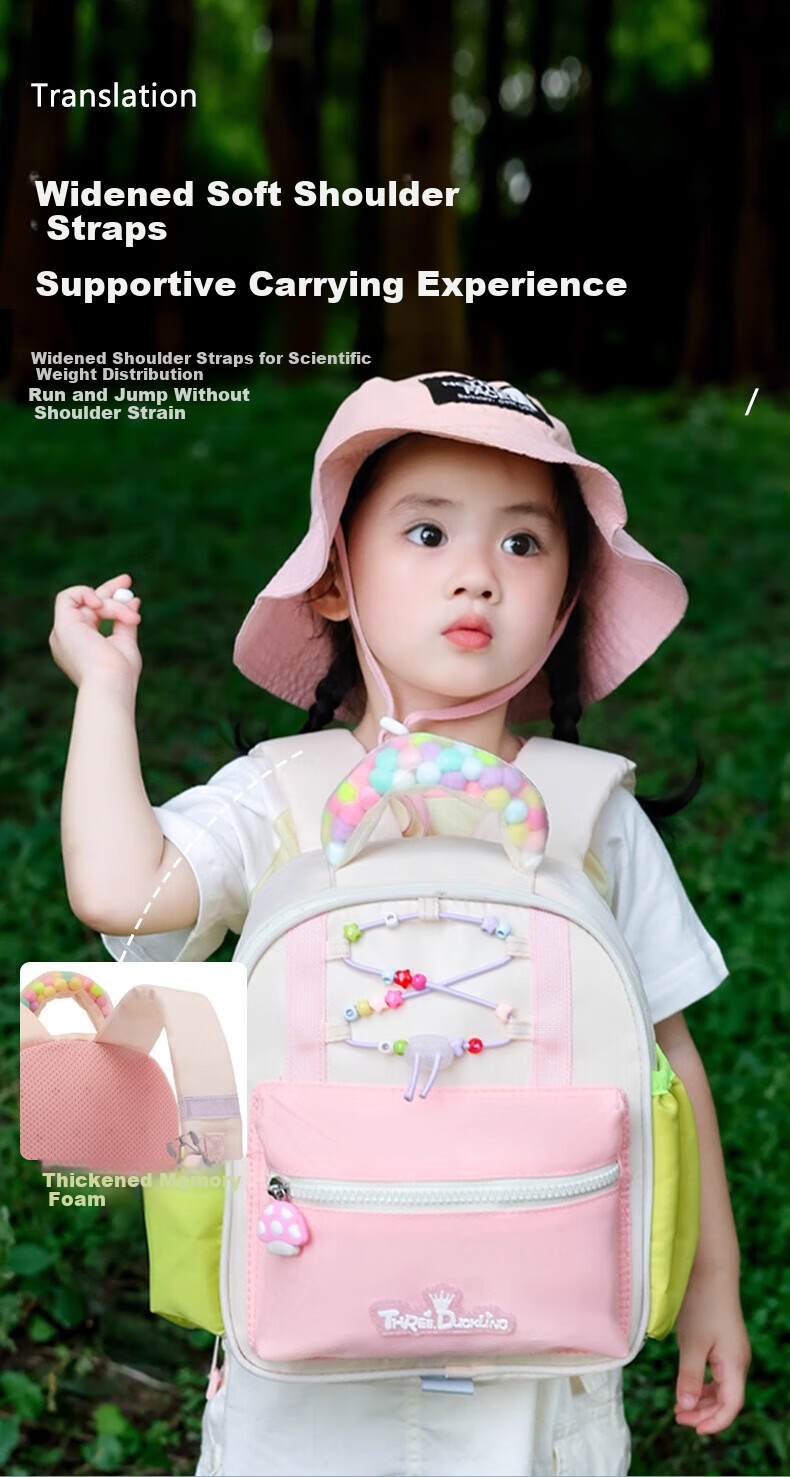 Three Duckling Kindergarten Backpack for Girls and Boys, Small to Large Size, Colorful Ball Travel Bag, S Size Blue Breathable Model 3
