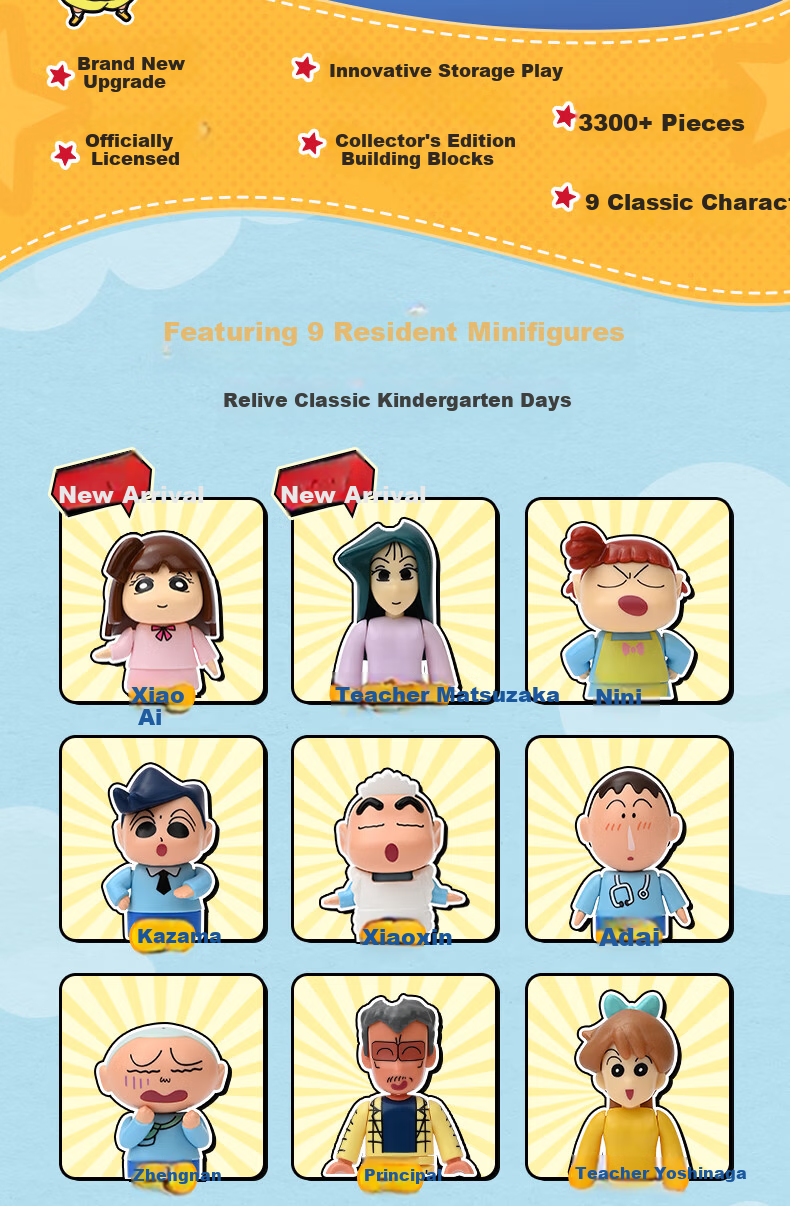 Keeppley Crayon Shin-chan Building Block Toy Model Girls Birthday Holiday Gift Shin-chan Futaba Kindergarten 2