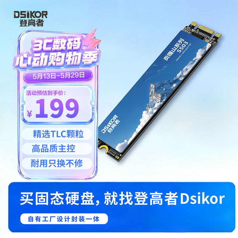 DengGaoZhe 128GB SSD Solid State Drive M.2 SATA 2280 NGFF TLC Desktop Laptop Universal Read Speed up to 550MB/s Gongga Mountain S503