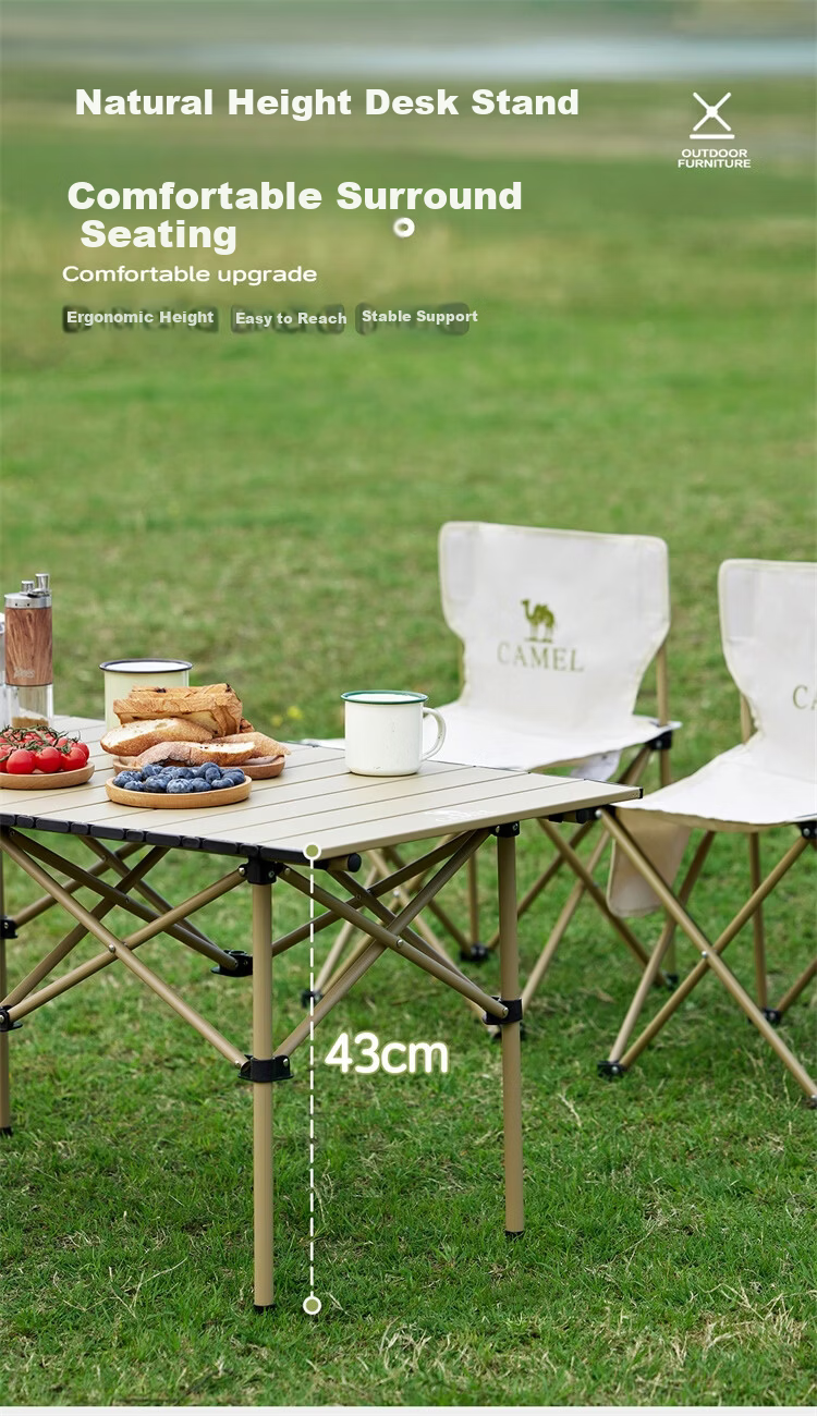 CAMEL Outdoor Folding Table Picnic Table Camping Table Equipment Egg Roll Table Camping Table and Chair Black 3654E 3
