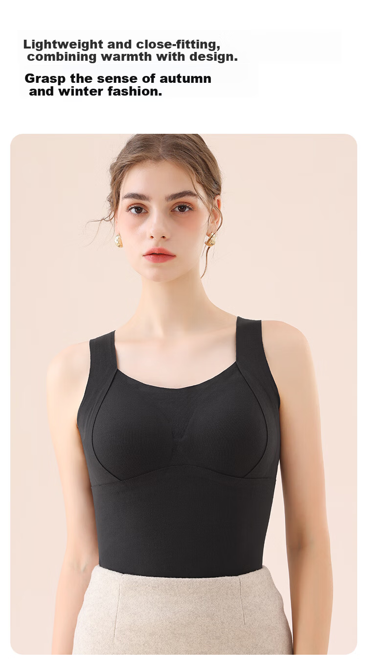 MiiOW Women's Thermal Vest with Built-In Bra Pads, No Need for Bra, Cationic Heat-Retaining Top, Undershirt Camisole, White, 2XL 11