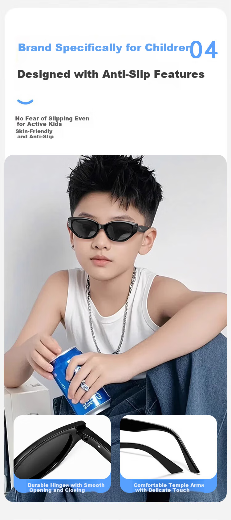 FENCHI Cat Eye Kids Sunglasses Boys Stylish Large Kids New Polarized UV Protection Girls Baby Sunglasses 7