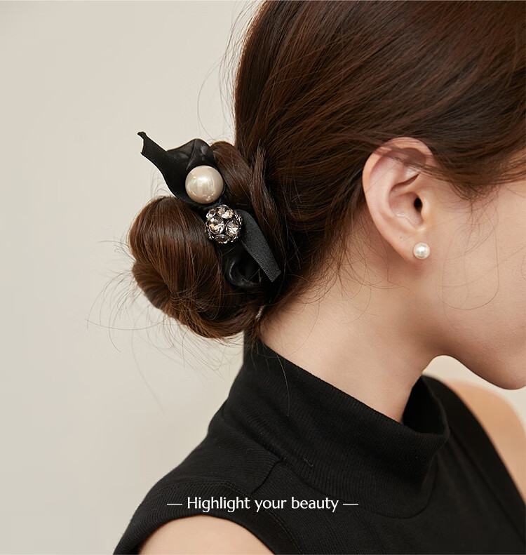 CHIMERA Round Bead Hair Tie Ponytail Holder Bun Hair Accessory Hairband for Women Teacher's Day Gift 1