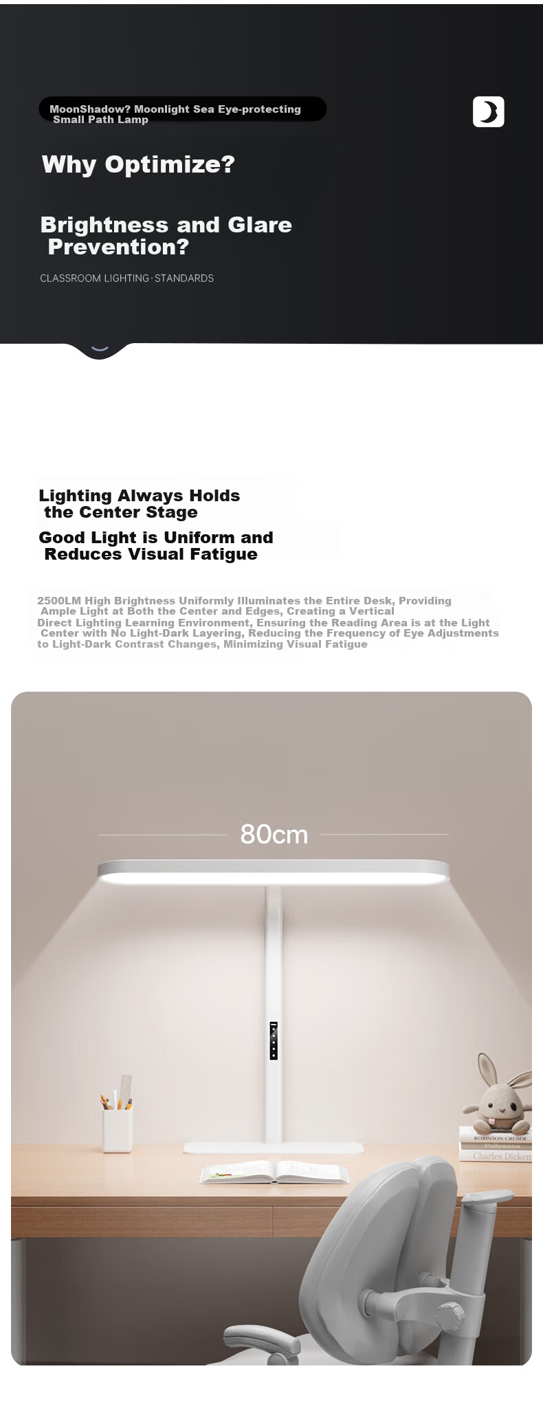 Moonlight Sea Glow Eye Protection Desk Lamp Professional Blue Light Filtering Full Spectrum Children's Reading Study Table Lamp 5