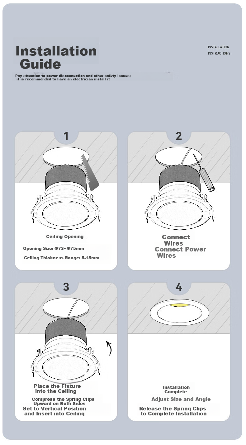 CDN COB Embedded Downlight Ceiling Edge Pendant Anti-Glare Home Non-Main Light Lighting 9W 4000K White Cover 15