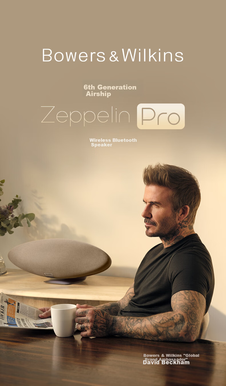 Bowers & Wilkins Zeppelin Pro 6th Gen Wireless HiFi Active Bluetooth Speaker B&W Desktop Audio Dawn Gold 3