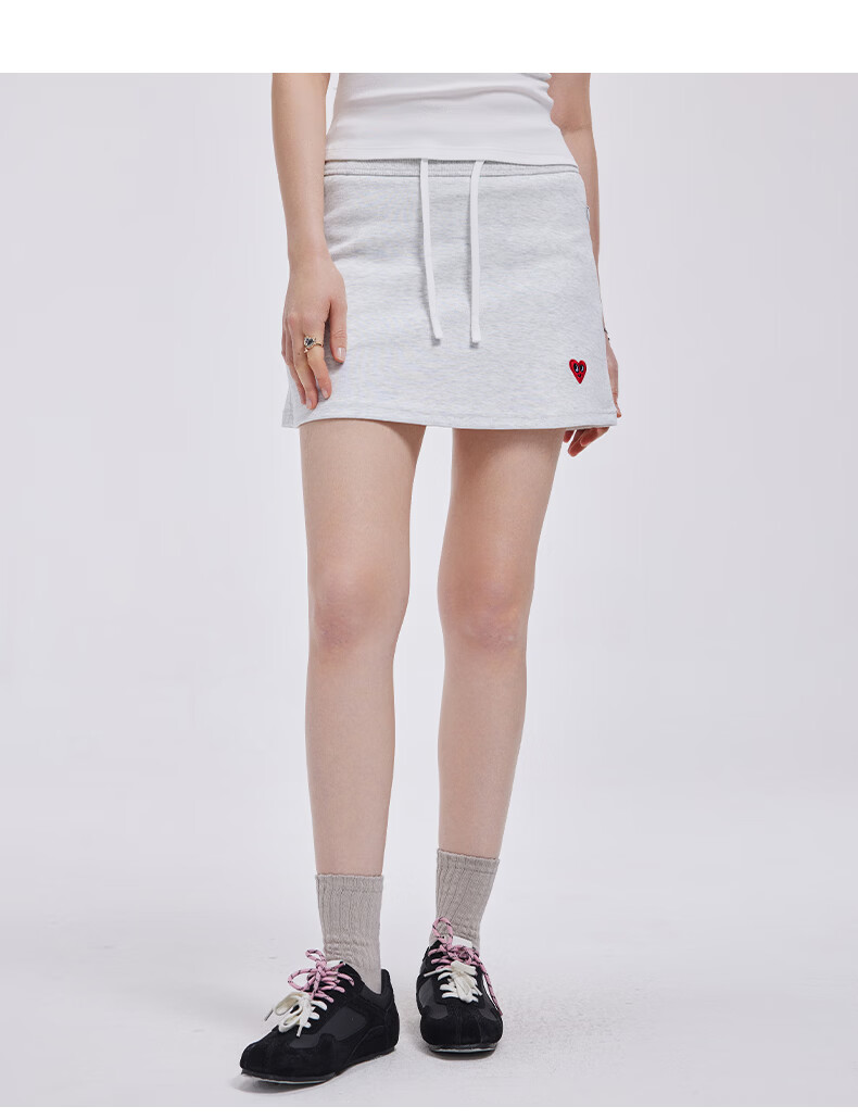 Charles Heart Embroidery Girls' Summer High-Waist Slim Fit Casual Bodycon Skirt Light Floral Gray F 13