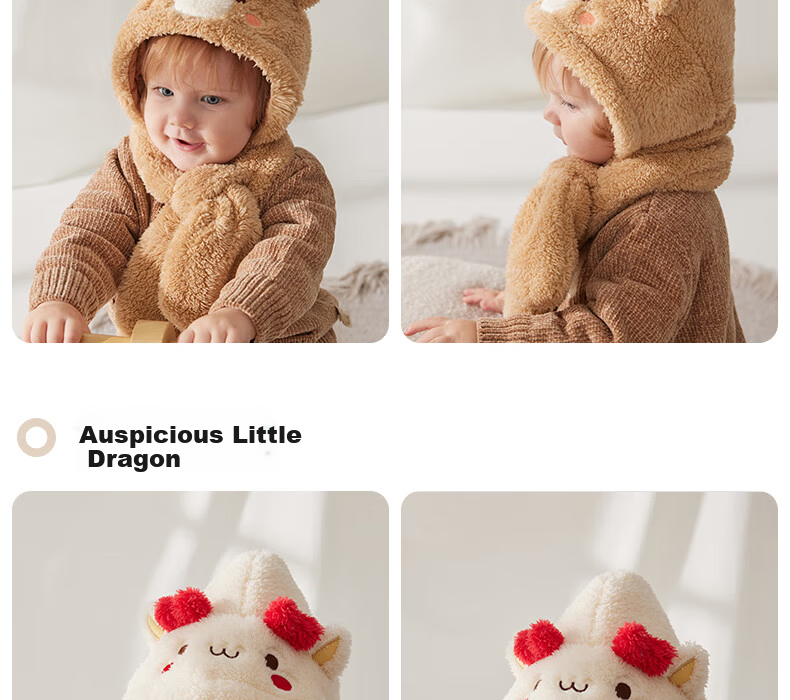 Beitais Baby Hat and Scarf Set, New Autumn Winter Thickened Windproof Neck Warmer for Boys and Girls 29