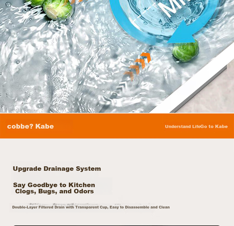 Kabe Kitchen Sink Handmade Thickened Large Single Bowl SUS304 Stainless Steel Vegetable Washing Basin Integrated Dishwashing and Vegetable Washing Sink 16