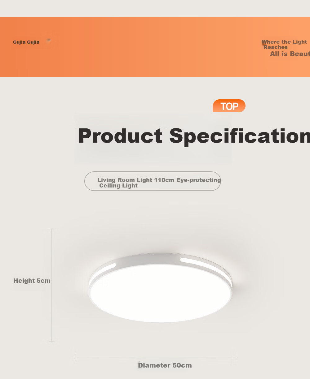 Kuka LED Ceiling Light Eye Protection PR Light Source Living Room Bedroom Lighting 40cm Round - Three Colors [Installation Included] 43