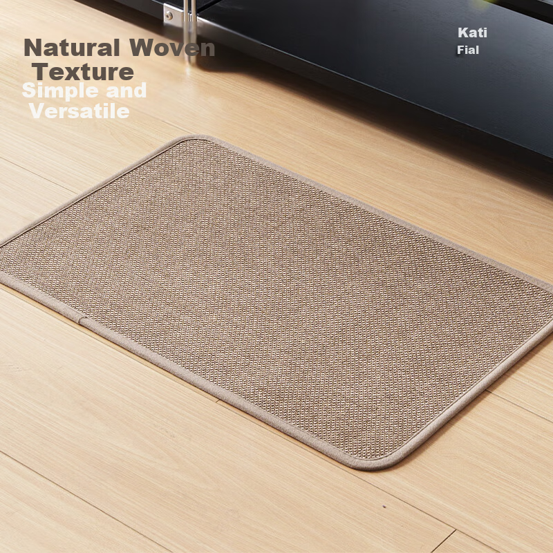 Cartifia Bathroom Mat Absorbent Quick-Dry Non-Slip Anti-Fall Linen Texture Thickened Rattan Brown 50*80cm