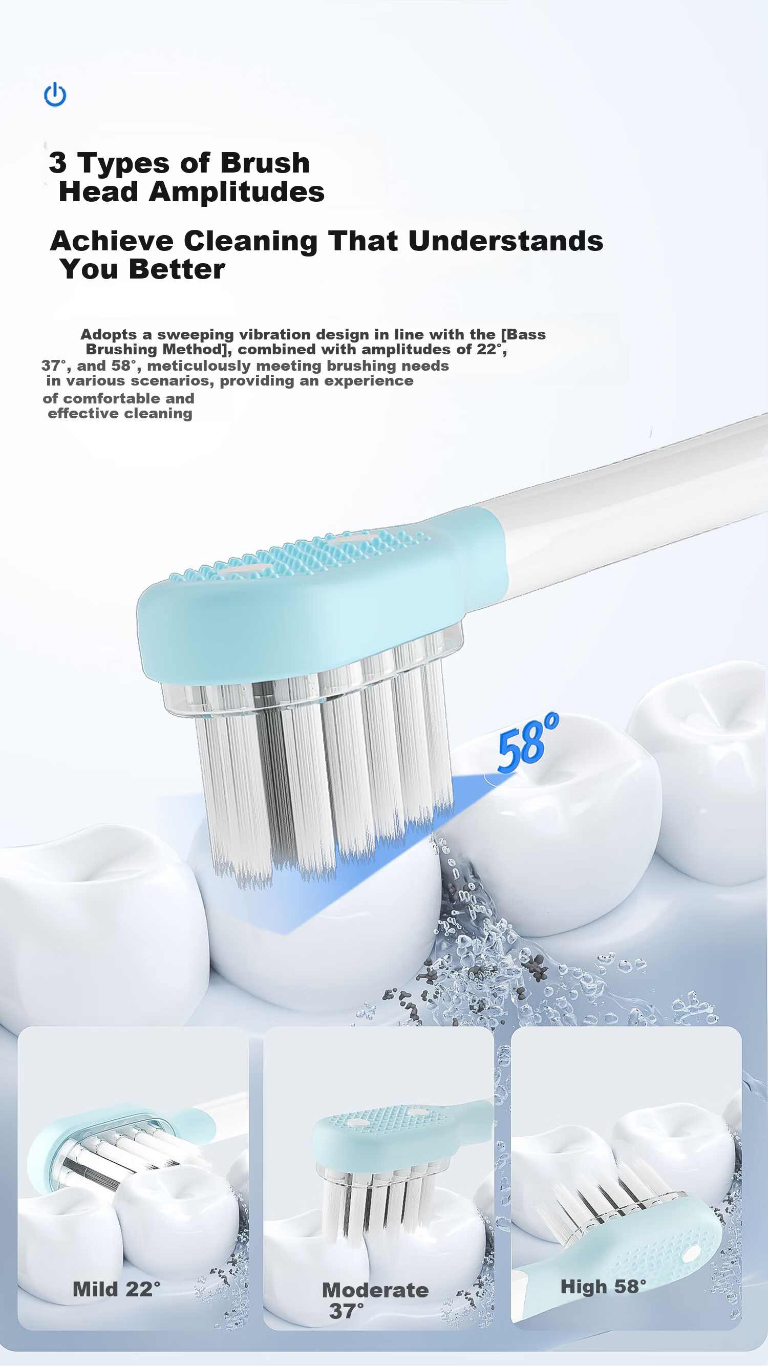 AUX Blue Light Sonic Electric Toothbrush S02 White + 2 Brush Heads Long Battery Life Soft Bristles Comfortable Whitening Deep Cleaning Gum Care Birthday Gift 7