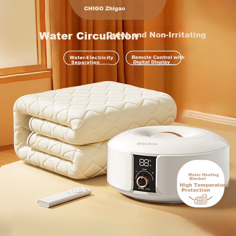 CHIGO Double-Person Water Circulation Electric Heated Blanket 1.8x2m with Water-Electricity Separation Safety