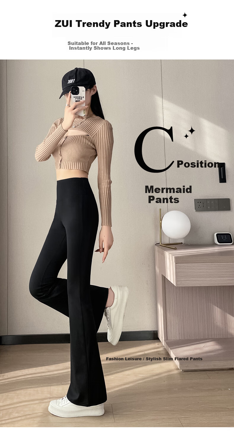 MiiOW Flared High-Waist Sharkskin Casual Wide-Leg Pants for Women, Outerwear Leggings, Spring and Autumn, Tummy Control, Hip Lifting, Yoga Bootcut Pants 3