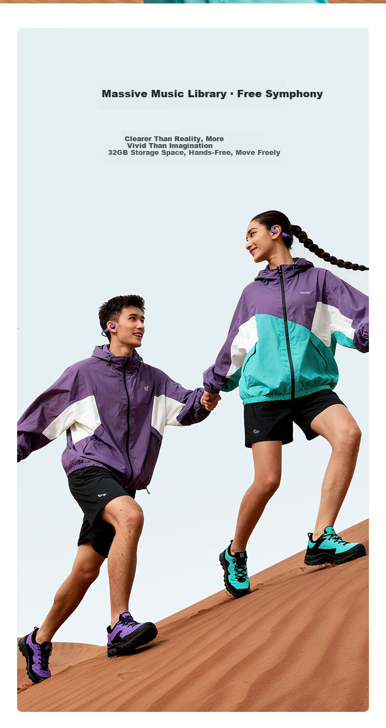 Langston AirWave Pro Open Bluetooth Wireless Bone Conduction Sports Earphones Running Cycling Non-In-Ear Compatible with Apple Dunhuang Purple 5