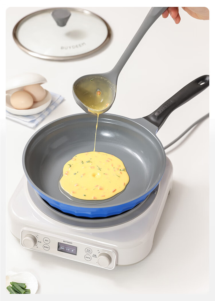 Buydeem Non-Stick Frying Pan 30cm Ceramic Coating 9x Durable Low Oil Smoke Lightweight Fluorine-Free Green 12