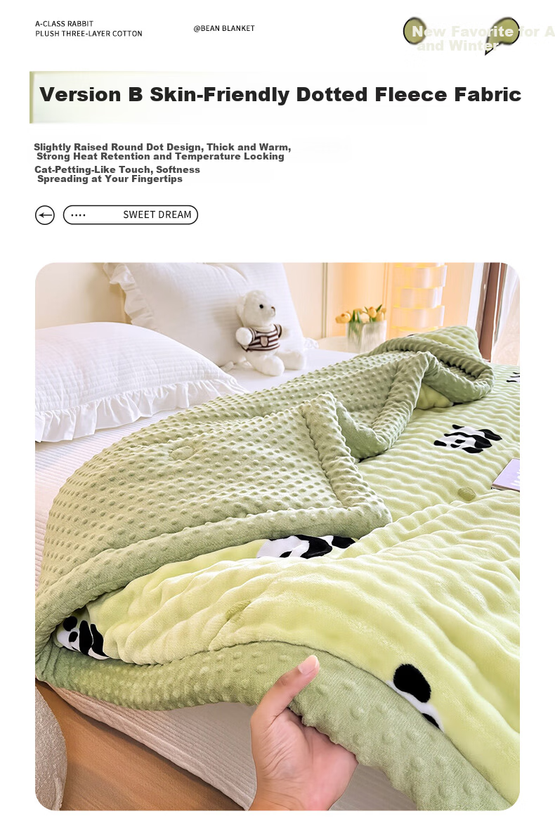 Grace A-Class Fabric Bean Velvet Rabbit Fur Fiber Quilt Autumn Winter Warm Blanket 150*200cm 4 Jin 6