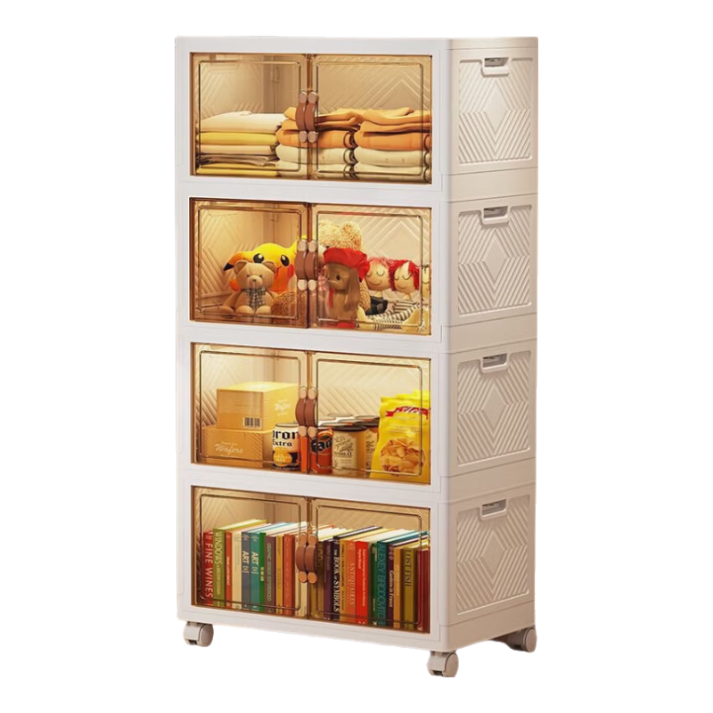 Youjialiangpin Foldable Storage Cabinet, No Installation Required, Children's Wardrobe, Snack Storage Cabinet, Kitchen And Living Room Organizer, Miscellaneous Storage Box