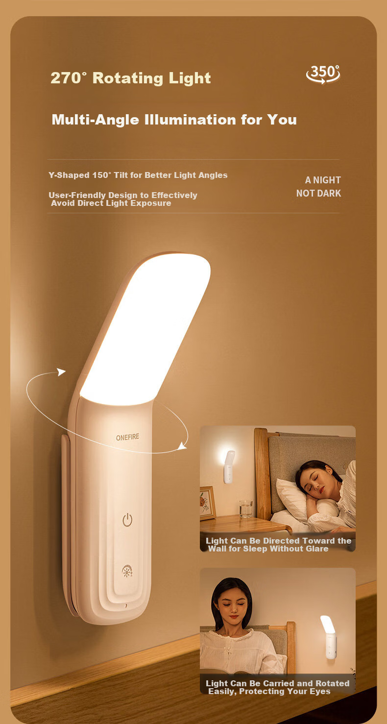 Kuhuo Smart Voice-Controlled Night Light Voice Bedside Lamp Reading Desk Lamp Eye Protection Wall Lamp Bedroom Sleep Rechargeable Wall-Mounted 14