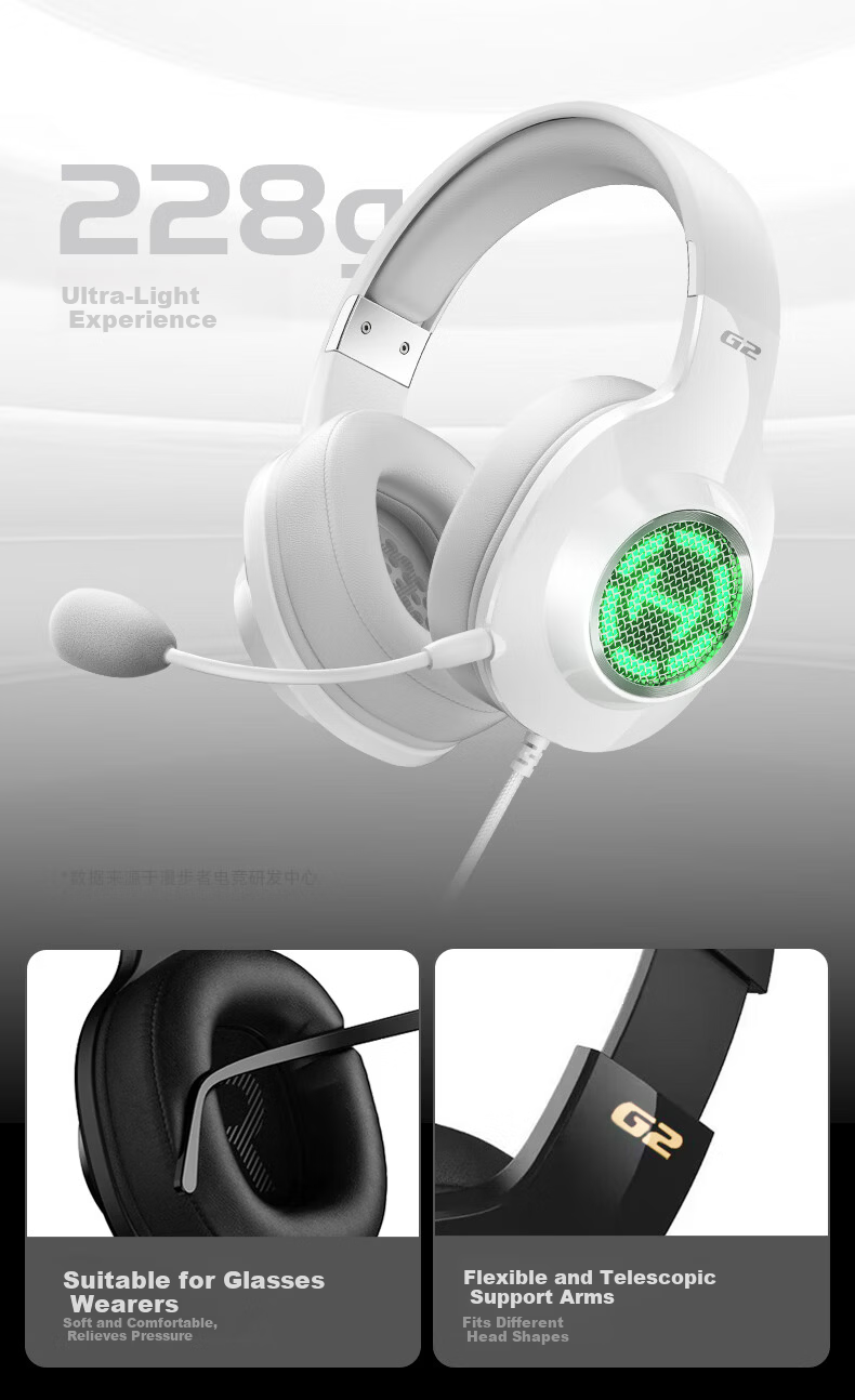 EDIFIER HECATE G2 HD Edition THX Spatial Audio Wired Gaming Headset Over-Ear Computer Headphones with Microphone for Online Classes Office Delta FPS PUBG White 27