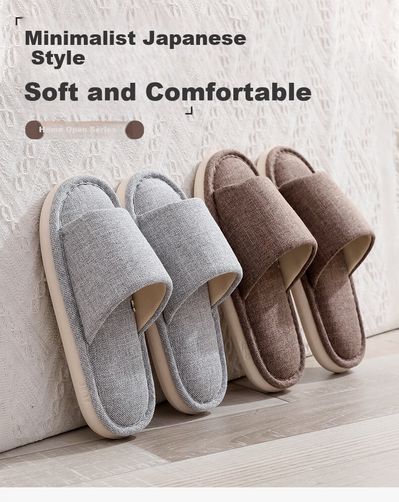 XGGC Cotton Linen Slippers Men Spring Autumn Home EVA Thick Sole Linen Couple Four Seasons Fabric Slippers Women Pink Size 40-41 1