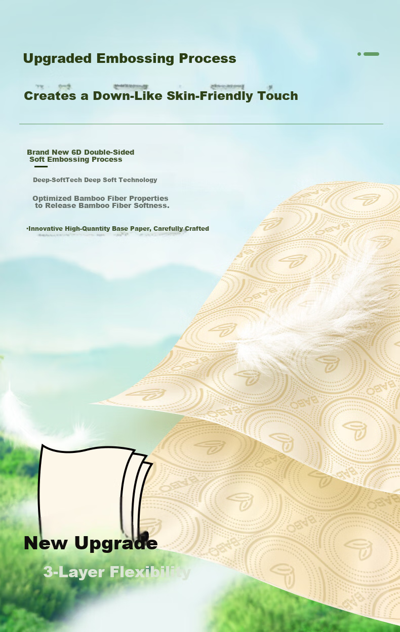 Bamboo Tissue Paper 3-Ply 90 Sheets * 20 Packs M Size Natural Bamboo Pulp Paper Towels Original Color Toilet Paper Bulk Box 4