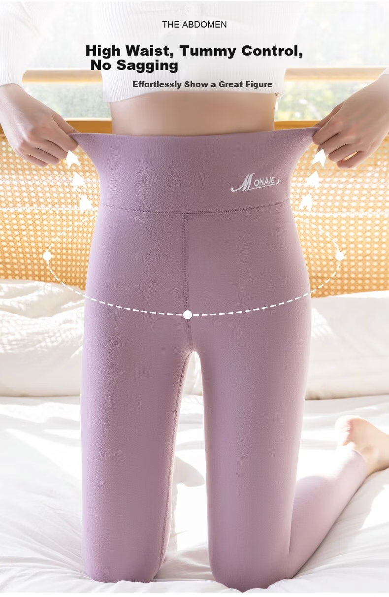 LangSha Women's Thermal Fleece Leggings, 5A Antibacterial High-Waist Slim Fit Lamb Wool Warm Cotton Pants for Autumn and Winter 9