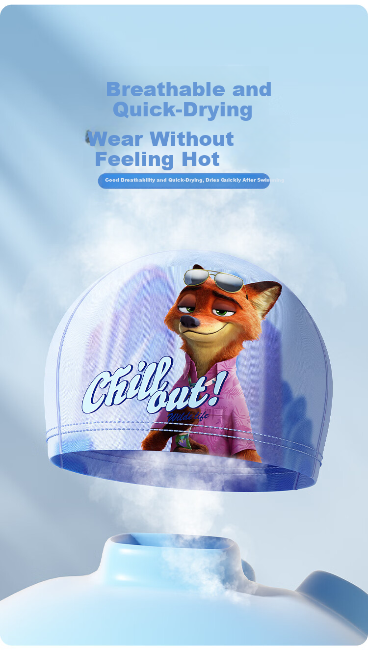 Disney Zootopia Kids Swim Cap Breathable Comfortable Ear-Protective Fabric Swim Cap D76012S Pink Judy 2