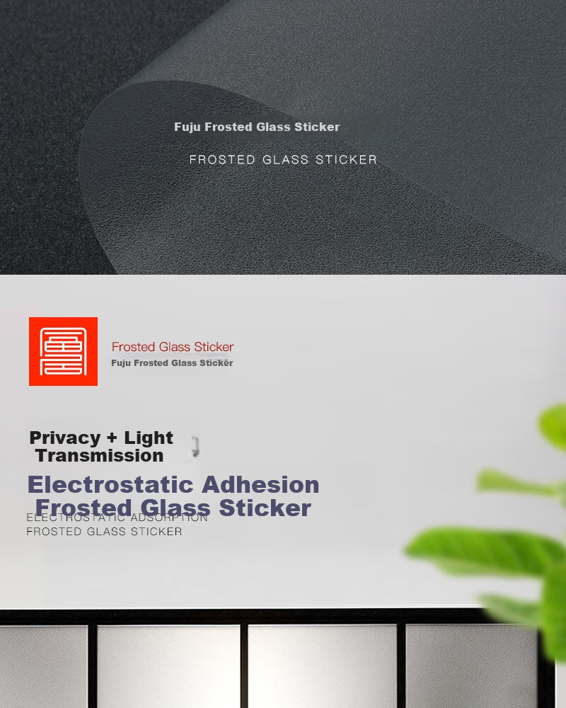 Fuju Bathroom Frosted Glass Privacy Film Waterproof Window Sticker Nano Adhesive Self-Adhesive 60x200cm with Tools 1