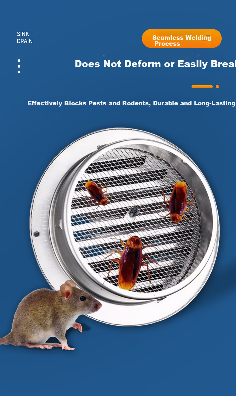 Jingba 304 Stainless Steel Vent Cap Range Hood Exhaust Pipe Check Valve Outdoor Wall Air Outlet 70mm Outdoor Ventilation Exhaust Pipe Cover Insect and Rainproof Windproof Cap 2