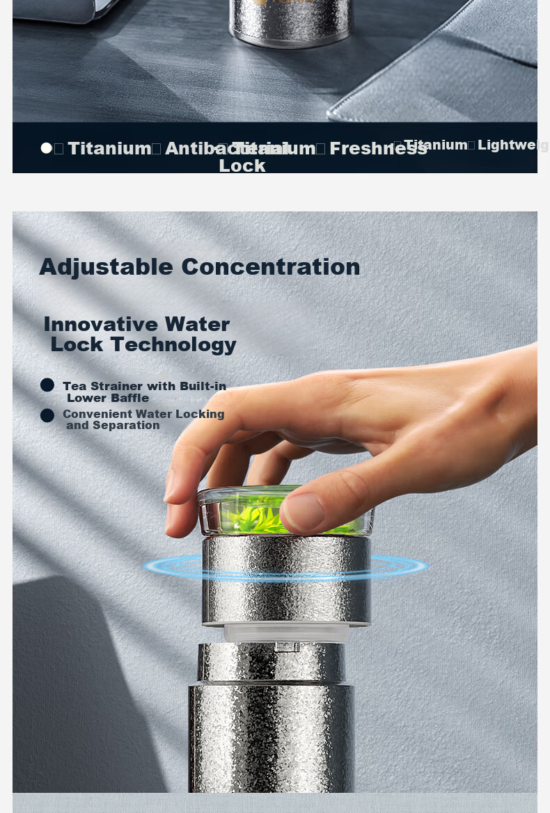 TOMIC Titanium Insulated Tea Separation Mug for Men Office Tea Cup Antibacterial Tea Brewing Cup Custom Gift Souvenir 4