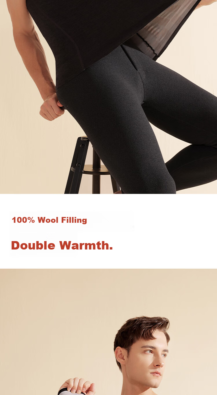 LangSha Men's Thermal Vest Seamless Customizable 100% Wool Filled Patch Comfortable Wide Shoulder Base Layer Top Autumn Winter 13