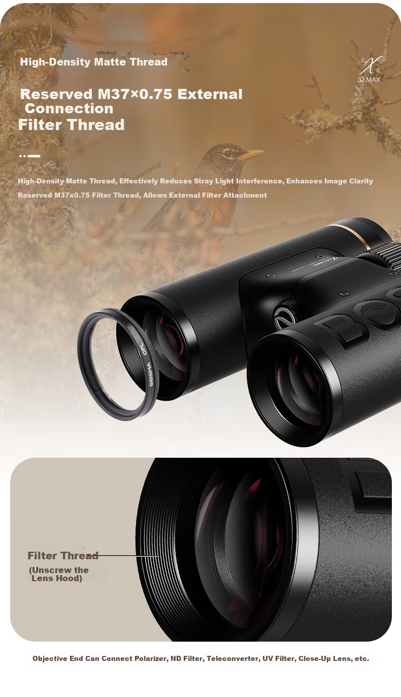 BOSMA Binoculars Xmax8X32ED Lens, Lanzhi Glass, 9-Level High-Definition Concert Outdoor Photography Telescope 18