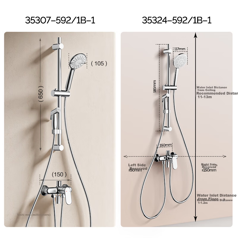 JOMOO Bright Silver Integrated Lifting Silicone Descaling Three-Function Split Shower Set Spray Gun Model 35324-592/1B-1 3