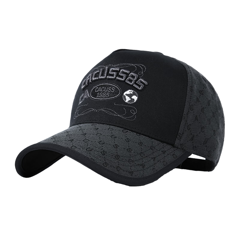 CACUSS Men's Baseball Cap Four Seasons Large Head High Top Slim Face Duckbill Sports Sun Hat Black Luxury