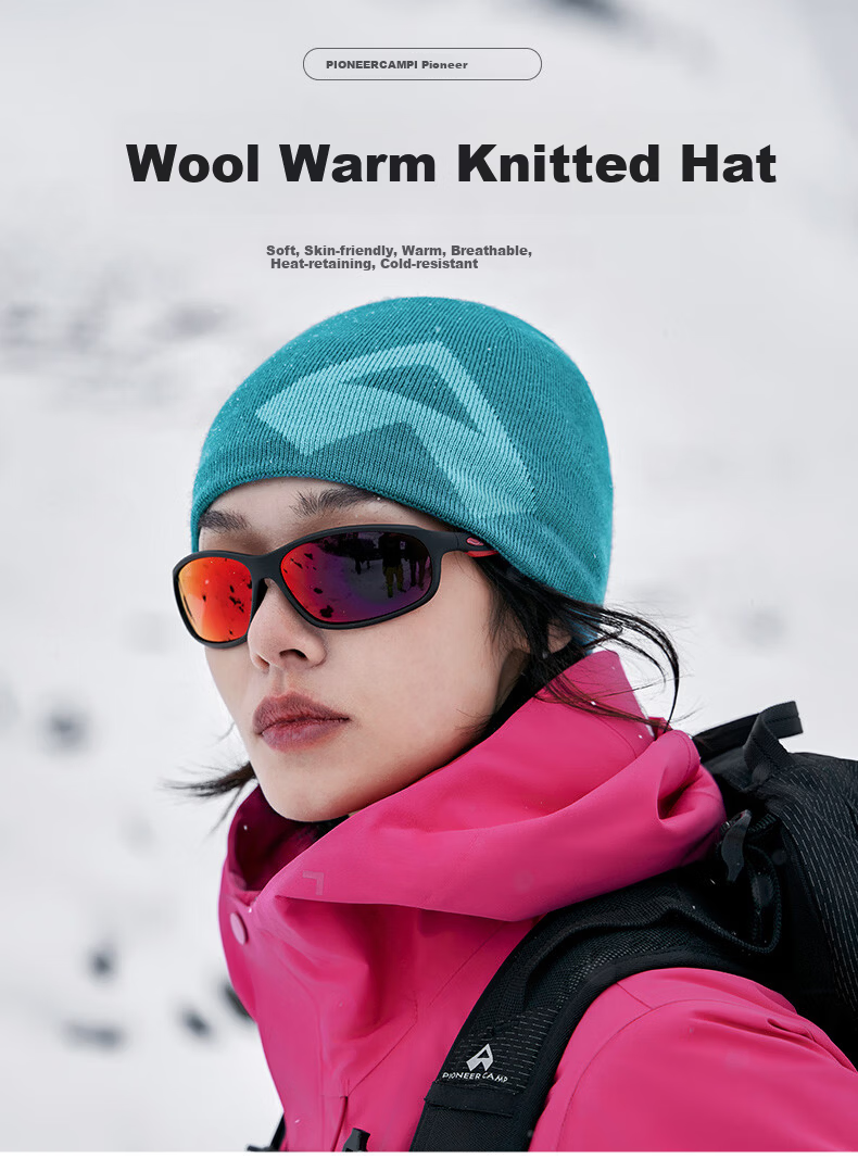Pioneer Camp Wool Knit Warm Beanie Cold Weather Hat Men Winter Hiking Snow Mountain Ear Protection Cold Resistant Cap 2