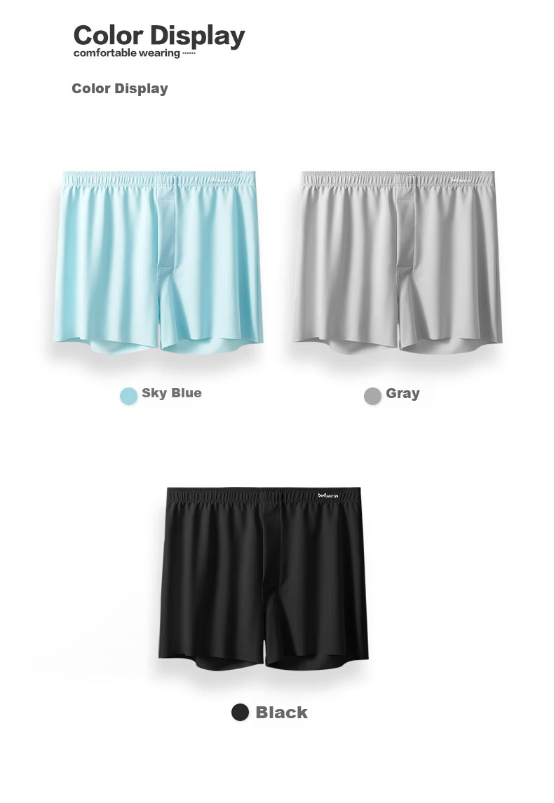 Miiow Men's Cooling Ice Silk Boxer Shorts Summer Thin Breathable Four-Point Home Sleepwear 9